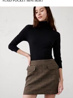 Banana Republic Brown Plaid Mini Skirt with Flap Pockets